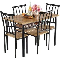 Garvee Black Rustic Dining Room Set with Rectangular Table (Seats 4), New in Box $499