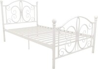 DHP Bombay Metal Platform Bed with Parisian Style Headboard and Footboard, Adjustable Base Height for Underbed Storage, No Box Spring Needed, Twin, White, New in Box $299