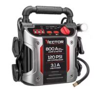 Vector 800 Peak Amp Automotive Jump Starter, Portable Power - Triple 15W USB Ports, 120 PSI Air Compressor $199