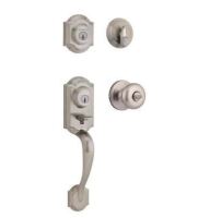 Kwikset Montara Satin Nickel Single Cylinder Door Handleset with Juno Entry Door Knob Featuring SmartKey Security $239