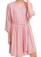 DJ Draper James Women’s 2 Piece Robe and Sleepshirt Set, Pink Stripes New With Tags Size Large