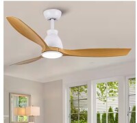 YUHAO 52 in. Farmhouse Integrated LED Indoor White Ceiling Fan with Light Kit and Remote Control, Reversible DC Motor $319