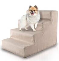 Precious Tails Herringbone High Density Foam 4-Step Pet Stairs - Beige New $79