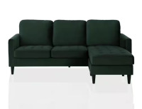 CosmoLiving Strummer Green Velvet Reversible 3-Seater L-Shaped Sectional Sofa Couch, New Open Box $799.99