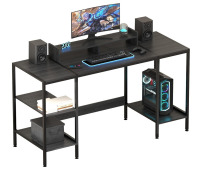 Minosys Computer Desk - 55 Inch Home Office Desk with Storage, Gaming Desk with Monitor Stand, Modern Simple Study Table, Adjustable Storage Space, Black New In Box $299