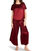 BB Dakota Women's Satin 2-Piece Short Sleeve & Pant Lounge Set in Burgundy New With Tags Size XL