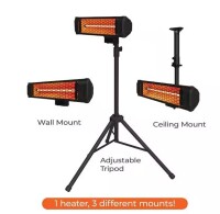 Heat Storm Tradesman 1500-Watt Electric Outdoor Infrared Quartz Portable Space Heater with Tripod, Wall and Ceiling Mount On Working $239