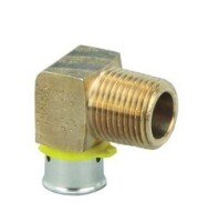 ViegaPEX™ PureFlow® 92545 Model 2814ZL 90 deg Elbow, 3/4 x 1 in, PEX Press x MNPT, Bronze, Import New