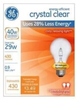 GE 78795 Crystal Clear 29W Halogen E26 Base A19 Light Bulbs - Pack of 2 New In Box