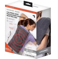 Sharper Image Calming Heat - Massaging 4 lb Weighted Heating Pad - Grey $79