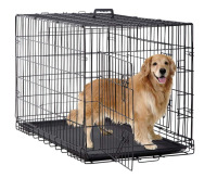 BestPet 36 Inch Dog Crate for Large Dogs Folding Mental Wire Crate Dog Kennel Outdoor and Indoor Pet Dog Cage Crate with Double-Door, Divider Panel, Removable Tray (Black) $119