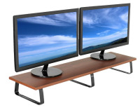 VIVO 39" Desktop Stand, Ergonomic TV & Dual Monitor Riser, Table Organizer, Dark Walnut Top, Black Legs (STAND-V000DLD) New In Box $79