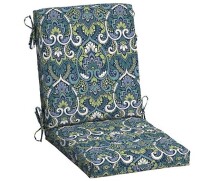 Arden Selections Outdoor Dining Chair Cushion 20 x 20 in., Water Repellent, Fade Resistant, Sapphire Aurora Blue Damask New $79