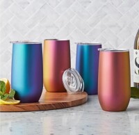 Member's Mark 14oz Stainless Steel Insulated Tumblers with Lids 4 Pack - Dragonfly / Black Geo New In Box Assorted $59