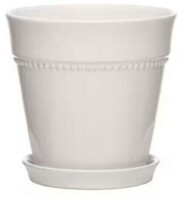 Southern Patio 7.9 in. Ravanaey Small Glossy White Ceramic Planter (7.9 in. D x 7.9 in. H) With Drainage Hole and attached saucer New $79