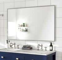 Eviva Sax 48" W x 30" H Large Rectangular Aluminum Framed Wall Bathroom Vanity Mirror in Chrome, New in Box $399