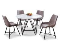 Steve Silver Ramona Collection Contemporary White Marble Top Round Dining Table 5 Piece Set (3 Boxes) New in Box $999