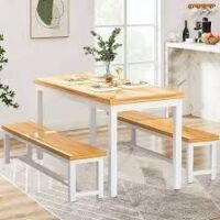 soges Kitchen Table Set with 2 Benches, 3 Piece Dining Room Table Set, New in Box $299