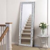 MUAUSU Full Length Mirror- 65" x 22" Crystal Crush Diamond Floor Mirror with Standing Silver Large Full Length New In Box $299