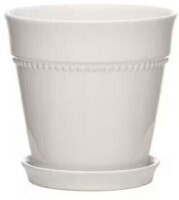 Southern Patio 7.9 in. Ravanaey Small Glossy White Ceramic Planter (7.9 in. D x 7.9 in. H) With Drainage Hole and attached saucer New $79