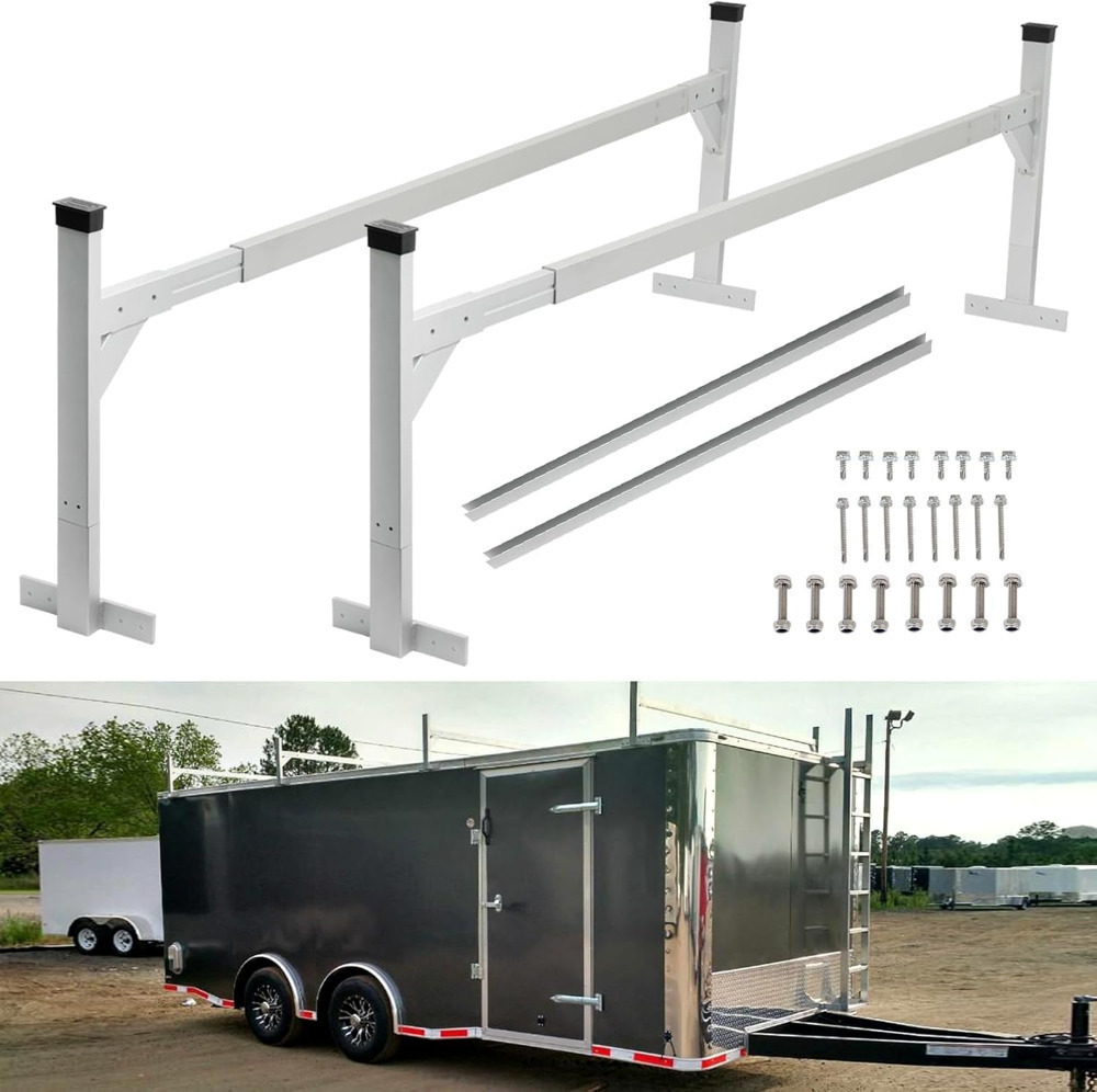Open Trailer Line Rack OutPrize Aluminum Trailer Ladder Rack, 6FT to 9FT Adjustable Trailer ...