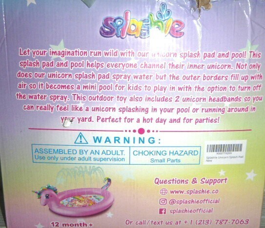 Splashie Unicorn Sprinkler and Splash Pad for Kids New in Box