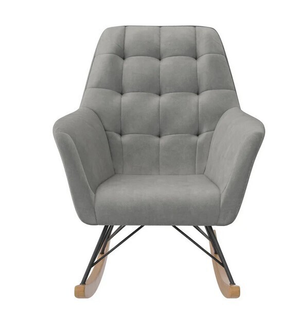 Little Seeds Raven Upholstered Rocker with Square Tufted Detailing and ...