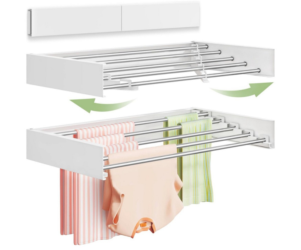 Vikaqi Wall Mounted Clothes Drying Rack 32 , Foldable Wall Mount ...
