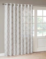 Madison Park Sereno Fretwork Print Light Filtering Extra Wide Curtain Panel 84" x 100" -Ivory New $89.99
