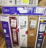 Pallet of Samsung 65" TU700D Crystal UHD 4K Smart TV / Sony XR 65" Class X90CJ 4K HDR Full Array LED with Google TV/ Assorted 7 Pieces Damaged