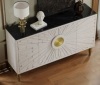Mercer41 Juliamae Solid and Manufactured Wood Sideboard Buffet Cabinet with Sunburst Design and Metal Legs New $1999