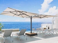 All Modern Menades 10' Square Cantilever Acrylic Double-Sided Commercial Umbrella with Base (2 Boxes) New in Box $1499