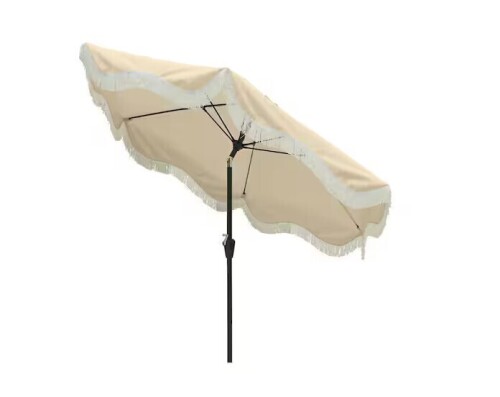 MONDAWE 9 ft. Tassel Market Patio Umbrella with Full Fiberglass Rib in Beige $299