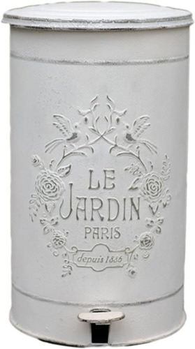 DYPASA Garbage Recycling Bin Round Retro Trash Can Outdoor Garden Pedal Trash Can with Embossed Antique Trash Can, White/Green Kitchen Trash Can (Color : White) New In Box $79