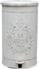 DYPASA Garbage Recycling Bin Round Retro Trash Can Outdoor Garden Pedal Trash Can with Embossed Antique Trash Can, White/Green Kitchen Trash Can (Color : White) New In Box $79