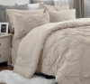 Bedsure Full 7-piece Pintuck Bed-in-a-Bag - Beige Pinch Pleat Comforter Set with Sheets, Pillowcases & Shams New In Box $299