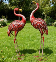 Bay Isle Home&trade; Brookview Flamingo Animals Weather Resistant Metal Graden Statue (Set of 2) New In Box $199