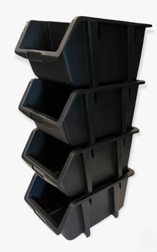 Rebrilliant 4 PACK LARGE Size Stacking Bin Set, Made From Recycled Water Bottles New in Box $99