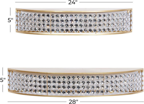 Deco 79 Metal Wall Shelf Half-Moon with Crystal Embellishments, Set of 2, Gold New In Box $199