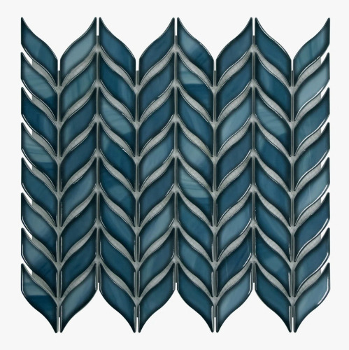 Sunwings 11.3" x 10.7" Glossy Leaf Recycled Glass Floor & Wall Mosaic Tile New $59