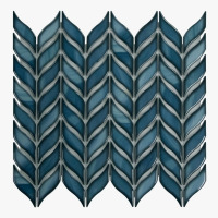 Sunwings 11.3" x 10.7" Glossy Leaf Recycled Glass Floor & Wall Mosaic Tile New $59