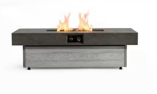 eVita 48 in. Cement Grey Rectangular Metal Outdoor Fire Pit Table for Patio Backyard Garden, 50000 BTU Propane with 2-Heights $499