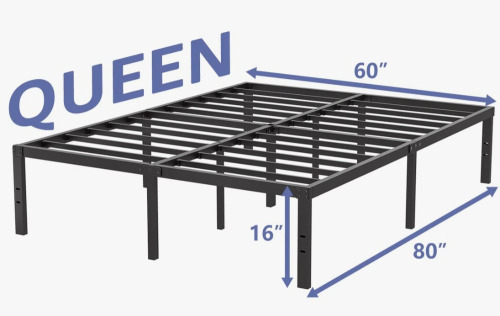 Alwyn Home Turberville 16'' Black Metal Platform Bed Frame With 11-leg-support, No Box Spring Needed, Queen Size New in Box $199