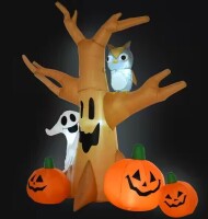 Outsunny 7.5 ft. LED Haunted Tree With Owl, Ghost, and Pumpkins Halloween Inflatable New In Box $99