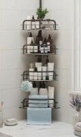 Hokku Designs 4 Tier Tension Pole Corner Shower Caddy, Adjustable Bathroom Corner Shelf Organizer Rack New Open Box $99