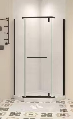 Xspracer Moray 36 in. W x 72 in. H Pivot Frameless Shower Door in Matte Black Finish with Clear Glass New In Box $799