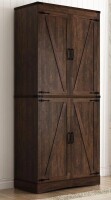 Blotout 71" Farmhouse Tall Kitchen Pantry, 5 Layers Storage Cabinet with Adjustable Shelves, Farmhouse Pantry Cabinet with 4 Barn Doors for Kitchen, Dining Room, Bathroom, Living Room, Rustic Brown Similar to Picture $399