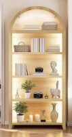HWB 68.9" Arched Display Bookshelf Cabinet - 5-Tier Open Storage Shelf (Wood) New In Box $399