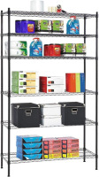 BMS 6 Shelf Wire Shelving Unit Heavy Duty Metal Storage Shelves NSF Wire Shelf Organizer Black Similar to Picture New In Box $299