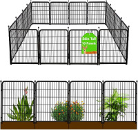Getlay Doorless 56in(H) Black Metal Garden Fences and Borders, 10 Panels Total 22.1 Ft(L), Garden Fence for Dogs, Animal Barrier Fence, Fencing for Flower Beds, Dog Digging Fence Barrier New In Box $399